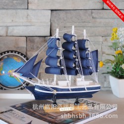 特價促銷 24CM帆船模型  地中海飾品 家居 實木手工雕刻 歐式多帆